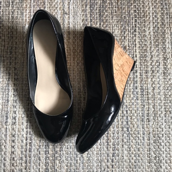 Nine West cork wedge patent heel pumps - Picture 1 of 4
